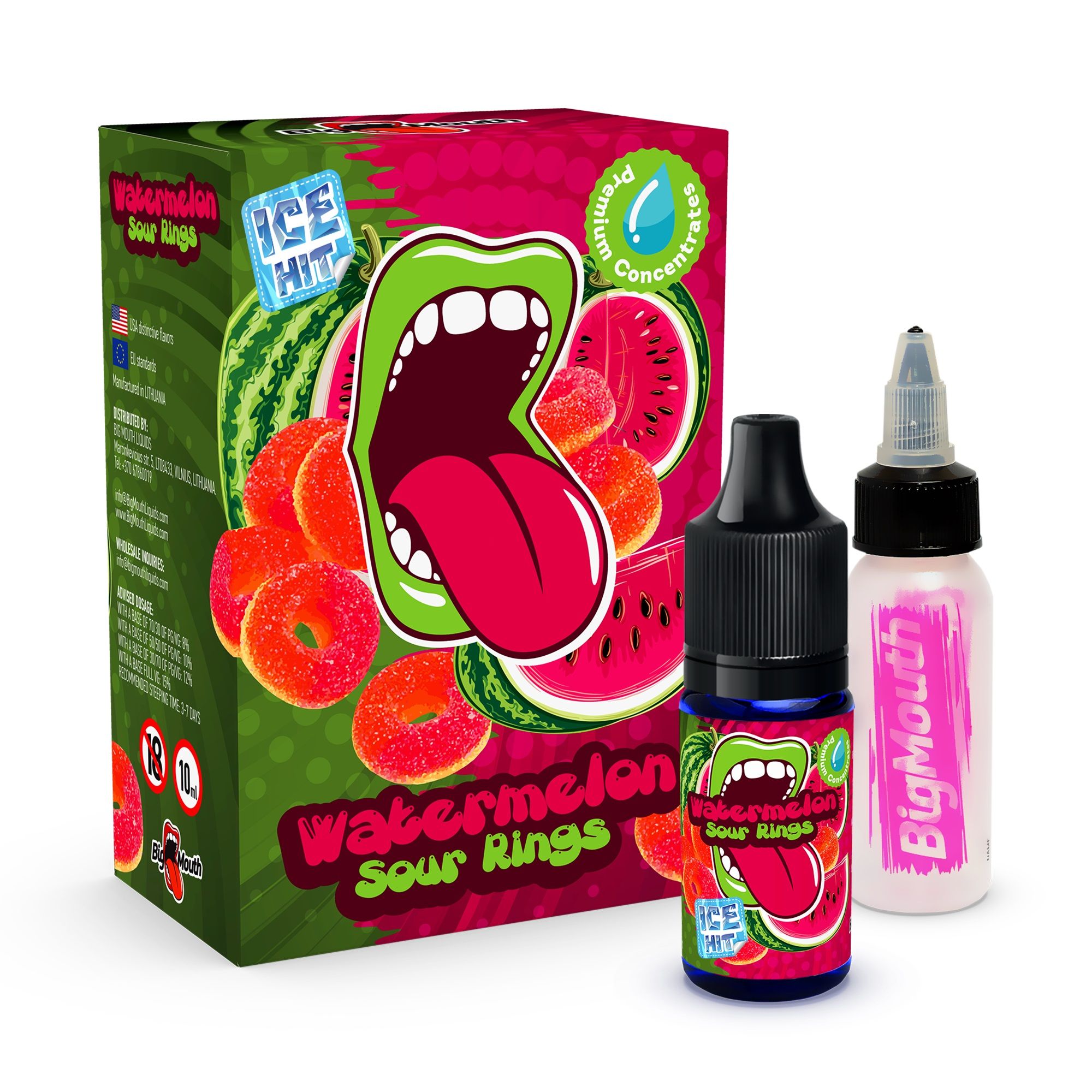 BIG MOUTH AROMA WATERMELON SOUR RINGS ICE HIT 10 ml