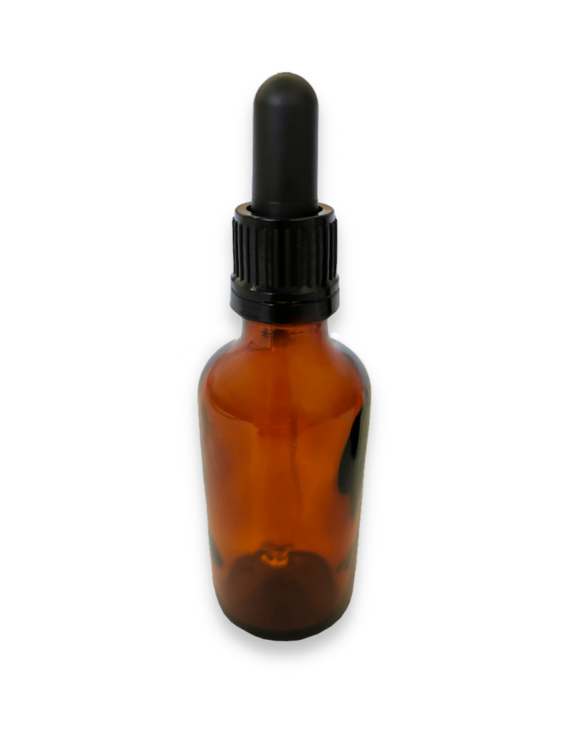GLASS BOTTLE WITH PIPETTE, BROWN 50 ml