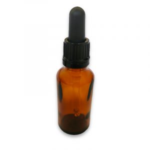 GLASS BOTTLE WITH PIPETTE, BROWN 30 ml