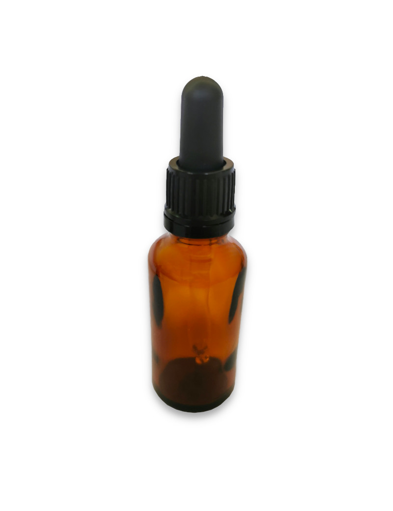 GLASS BOTTLE WITH PIPETTE, BROWN 30 ml